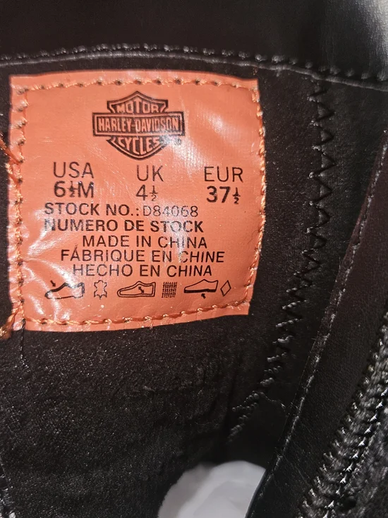 Harley-Davidson Black Leather Mid-Calf Buckle Heeled Boots - Picture 8 of 15